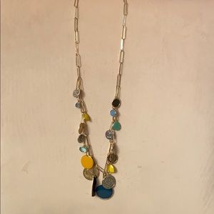 Long gemstone and coins necklace